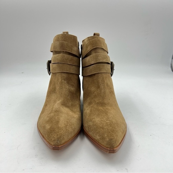 Marc Fisher Medium Brown Suede Yandi Belted Western Booties Size 8.5 - Picture 3 of 9